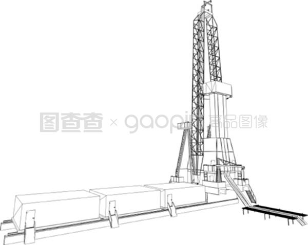 石油鉆機.詳細矢量圖示